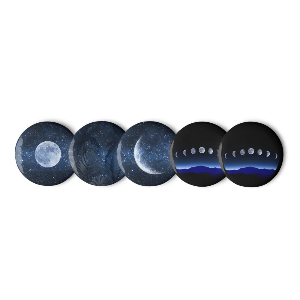 Lot de 5 badges pack phase lunaire ou affirmation de soi