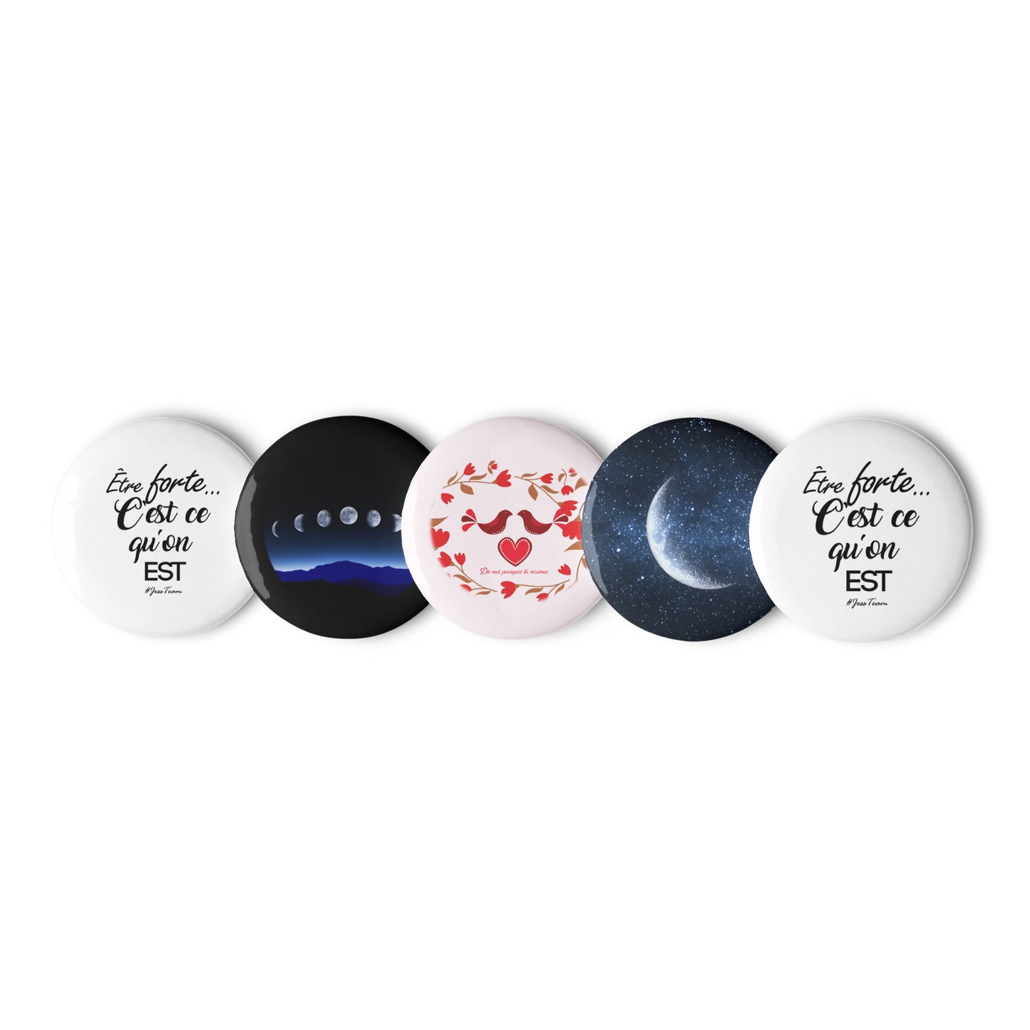 Lot de 5 badges pack phase lunaire ou affirmation de soi