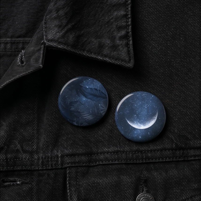 Lot de badges "Lune & Amour"