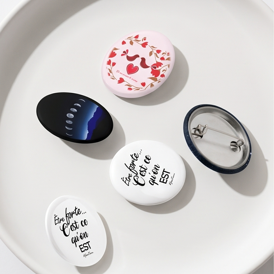 Lot de badges "Lune & Amour"