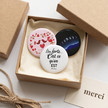 Lot de badges "Lune & Amour"